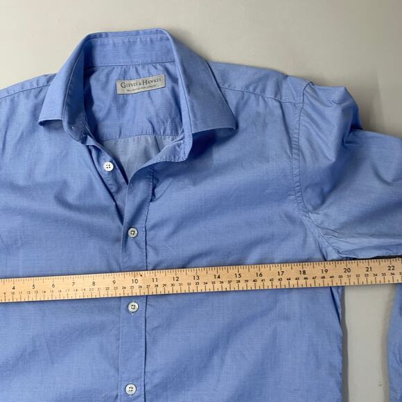 Share Gieves & Hawkes Men Shirt Shirt 16 Blue Casual Button Up Long Sleeve Workw - Picture 4 of 9